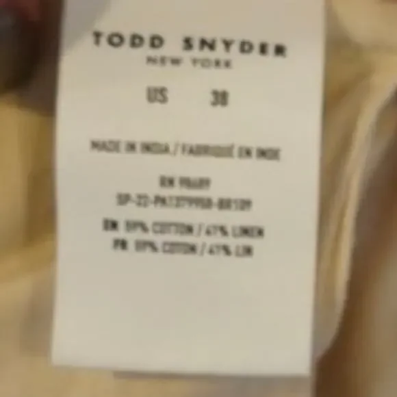 Todd Snyder High Rise Cotton/Linen Shorts White Men Size 38